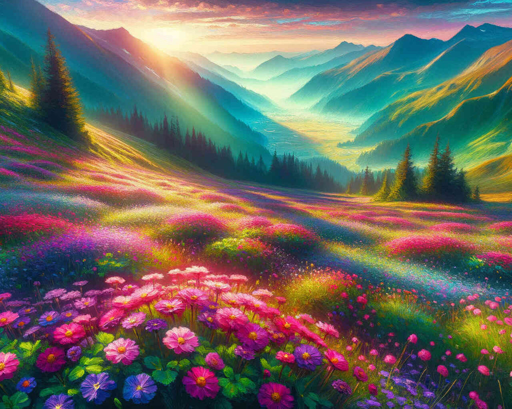 Paint by Numbers - Flower meadow of the mountains