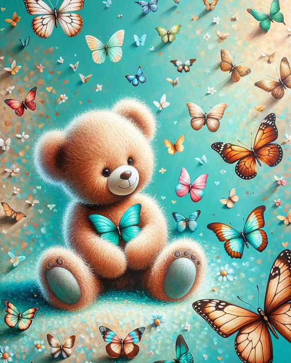 Paint by Numbers - Teddy Surrounded by Butterflies