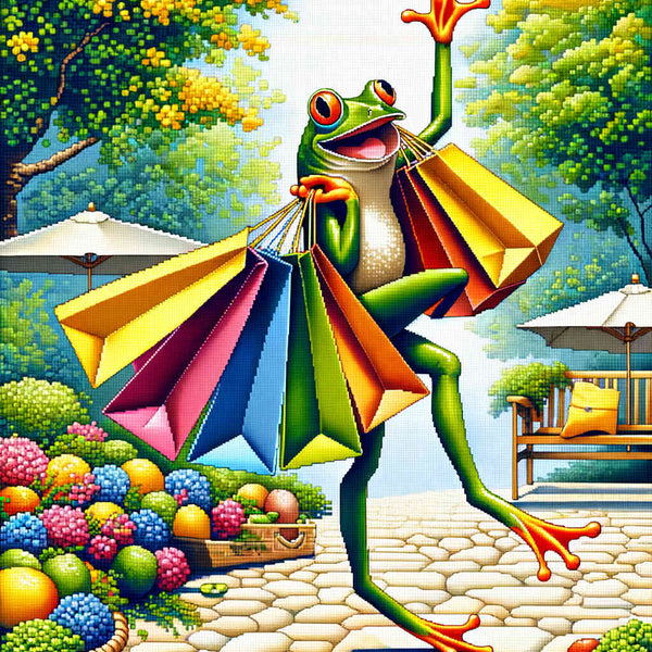 Frog with bags - Paint by Numbers