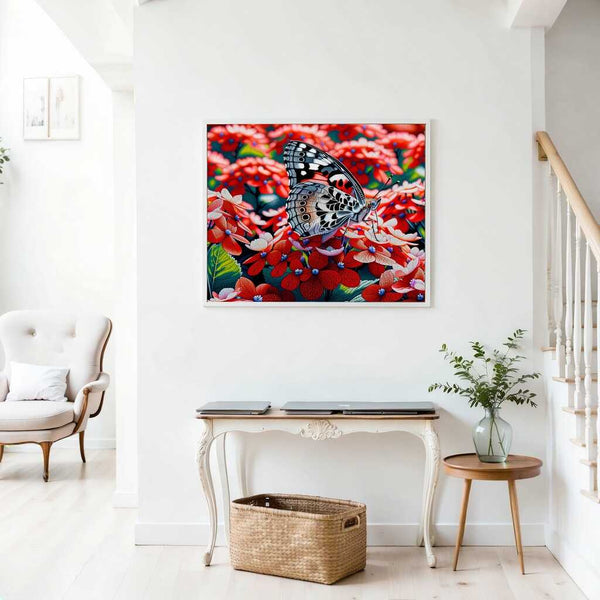Paint by Numbers - Butterfly, red flowers