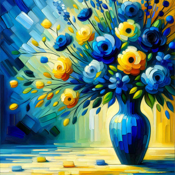 Blue flower vase with bouquet - Paint by Numbers