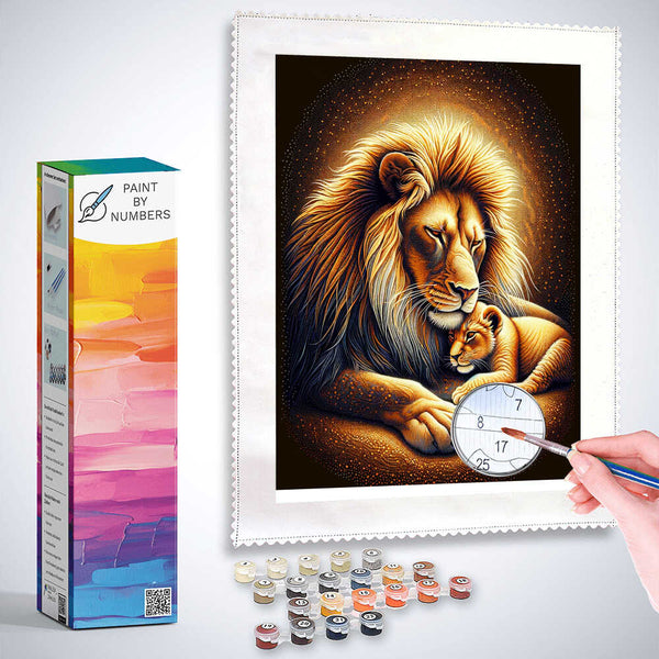Paint by Numbers - Lion and child, intimate