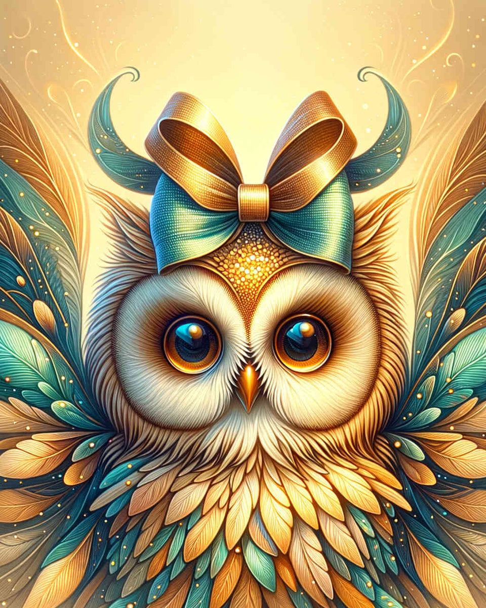 Owl with bow - Paint by Numbers