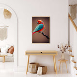 AB Diamond Painting - Colorful bird on branch, Paint by Numbers kit in stylish living room décor