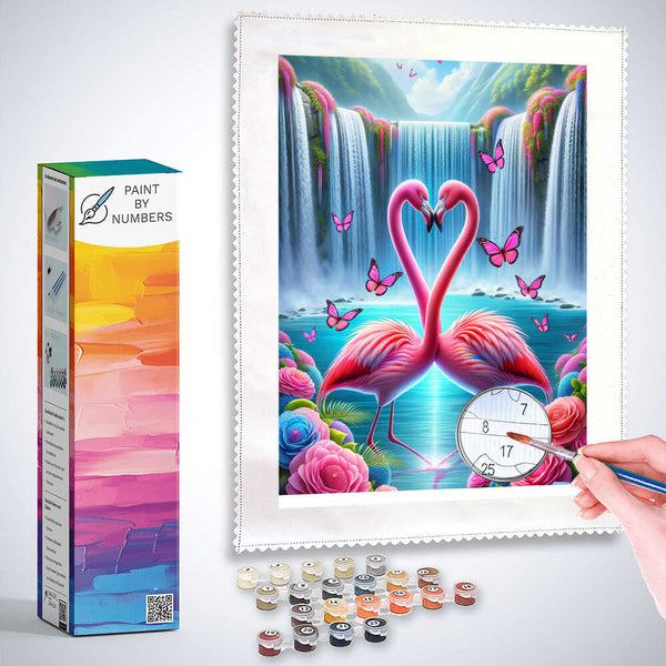 Paint by Numbers - Flamingo Heart Waterfall
