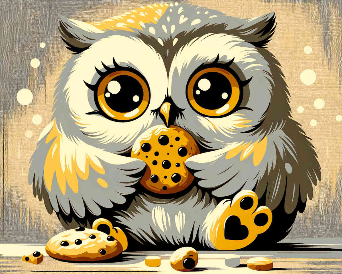 Owl eats cookie - Paint by Numbers