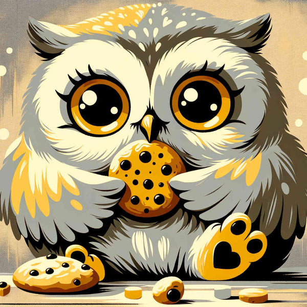 Owl eats cookie - Paint by Numbers