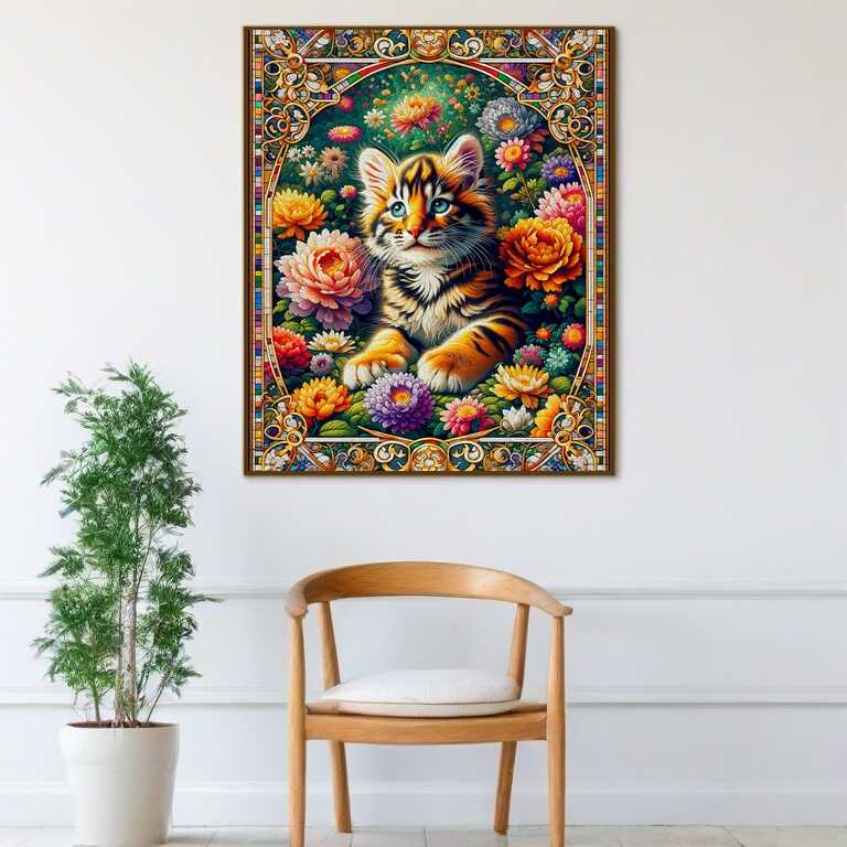 Paint by Numbers - Cat Mosaic Tiger Cat