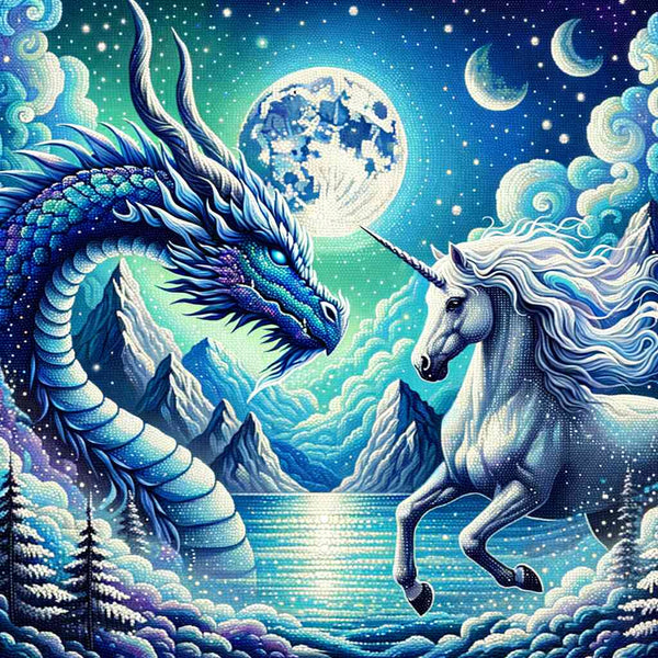 Paint by Numbers - Dragon and Unicorn