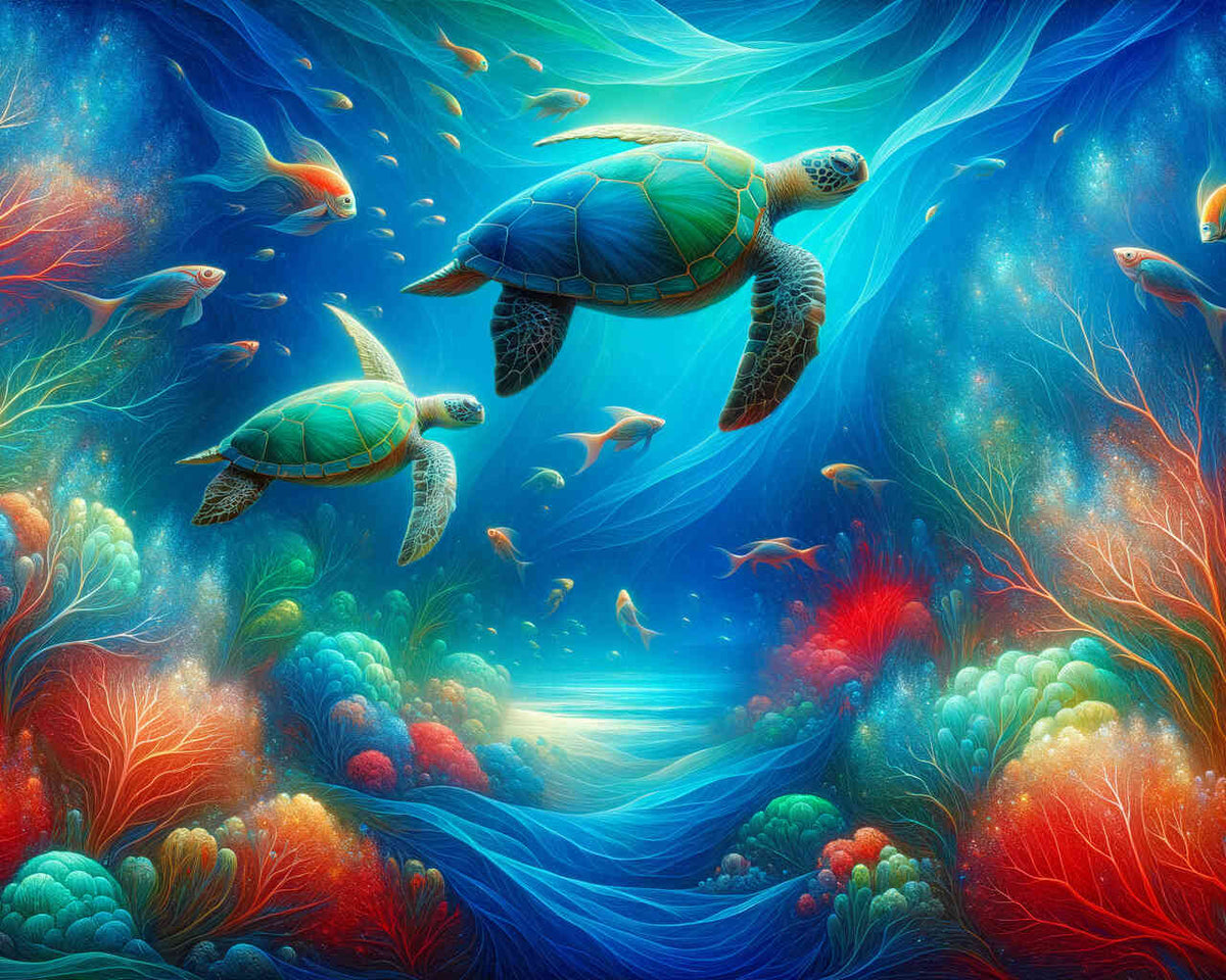 Turtles in the ocean - Paint by Numbers