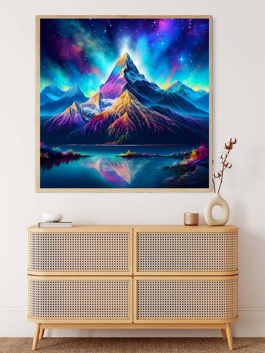 AB Diamond Painting - Nordlichter über Berg - gedruckt in Ultra-HD - AB Diamond, Aurora Borialis, Neu eingetroffen, Nordlichter, Quadratisch