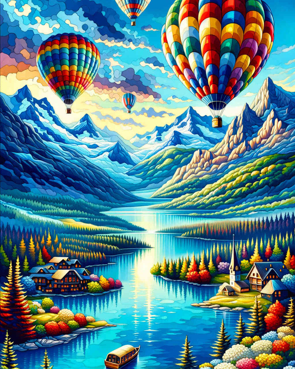 Paint by Numbers - Hot Air Balloons in the Mountains