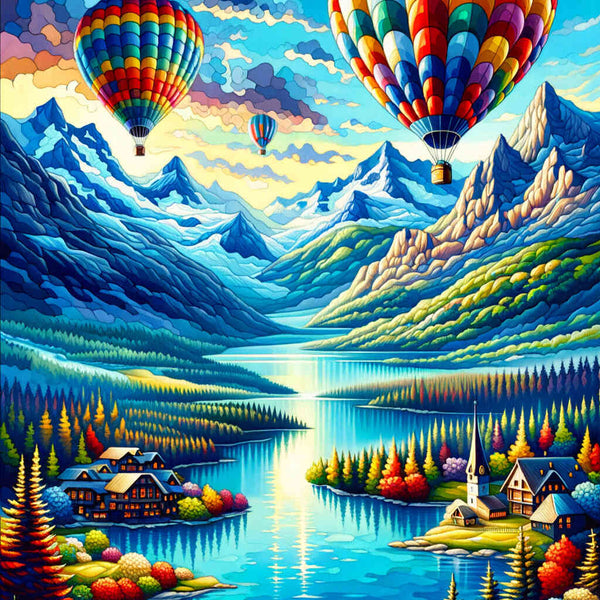 Paint by Numbers - Hot Air Balloons in the Mountains