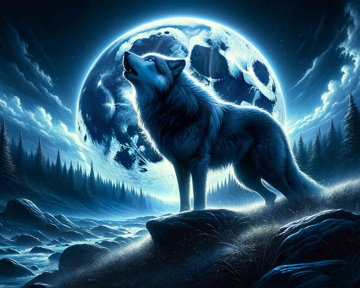 Paint by Numbers - Howling Wolf Full Moon