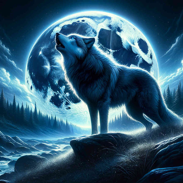 Paint by Numbers - Howling Wolf Full Moon