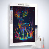 AB Diamond Painting Kit - Glowing Deer with Canvas, Acrylic Diamonds, Tweezers, and Application Pen - Paint by Numbers Art