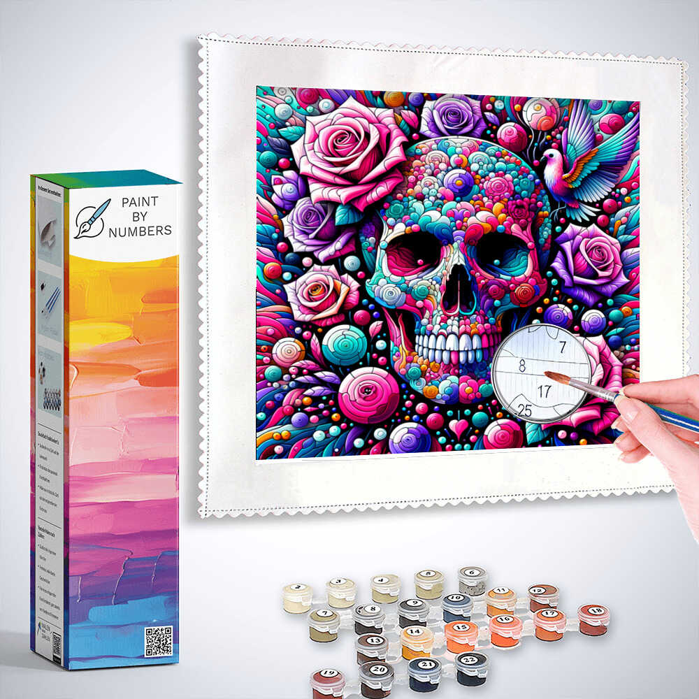 Paint by Numbers - Dead Head Colorful Drawing