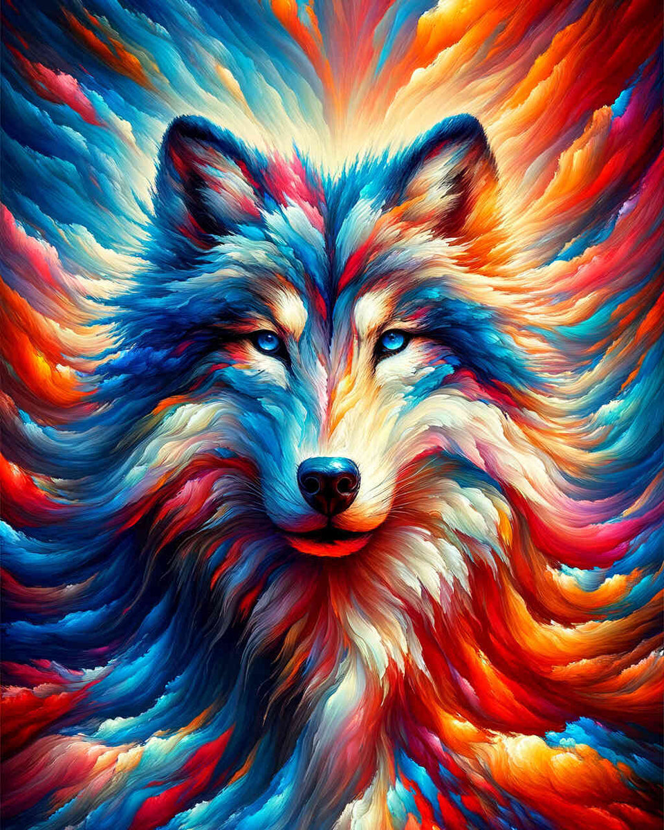 wolf frontal abstract - Paint by Numbers