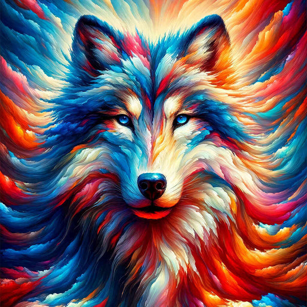 wolf frontal abstract - Paint by Numbers