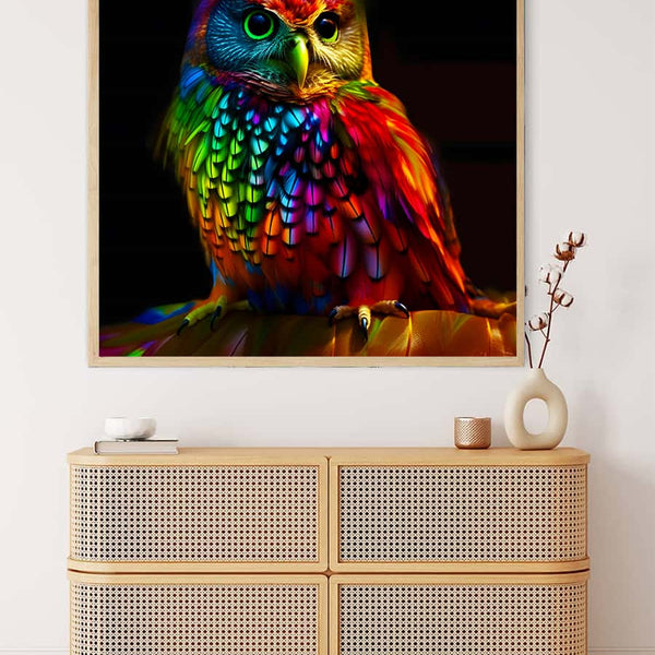 AB Diamond Painting - Eule Frontal bei Nacht - gedruckt in Ultra-HD - AB Diamond, Eule, Neu eingetroffen, Quadratisch, Tiere