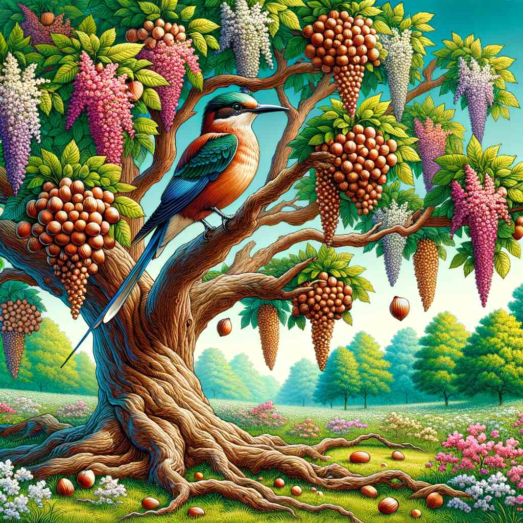 Paint by Numbers - Majestic kingfisher on ancient tree amidst lush greenery and exotic fruits with vibrant colors and incredible detail