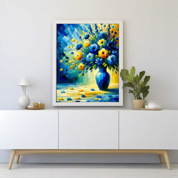 Blue flower vase with bouquet - Paint by Numbers