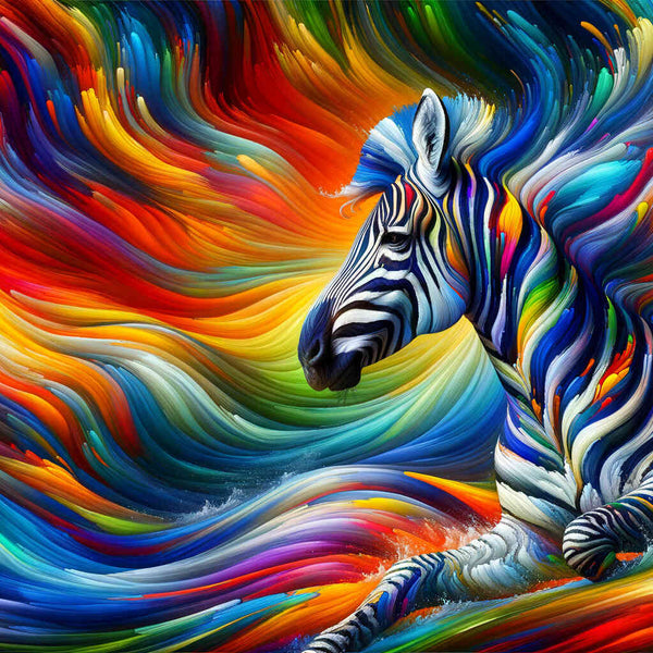Paint by Numbers - Colorful water zebra