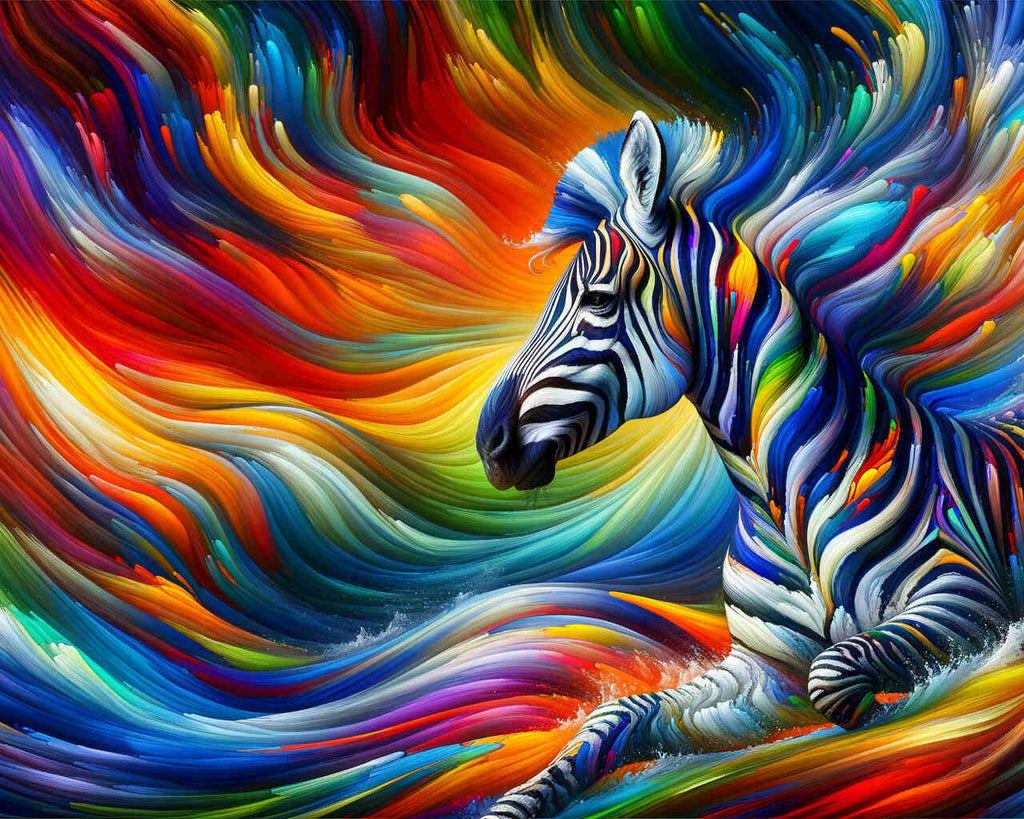 Paint by Numbers - Colorful water zebra