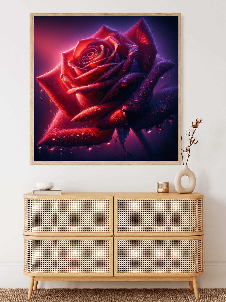 Paint by Numbers - Red Rose with Water Drops