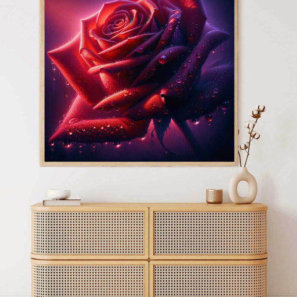 Paint by Numbers - Red Rose with Water Drops