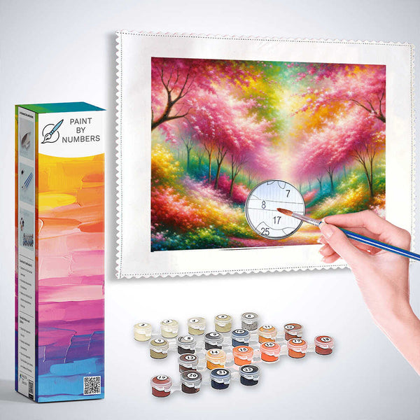 Paint by Numbers - Romantic cherry tree path