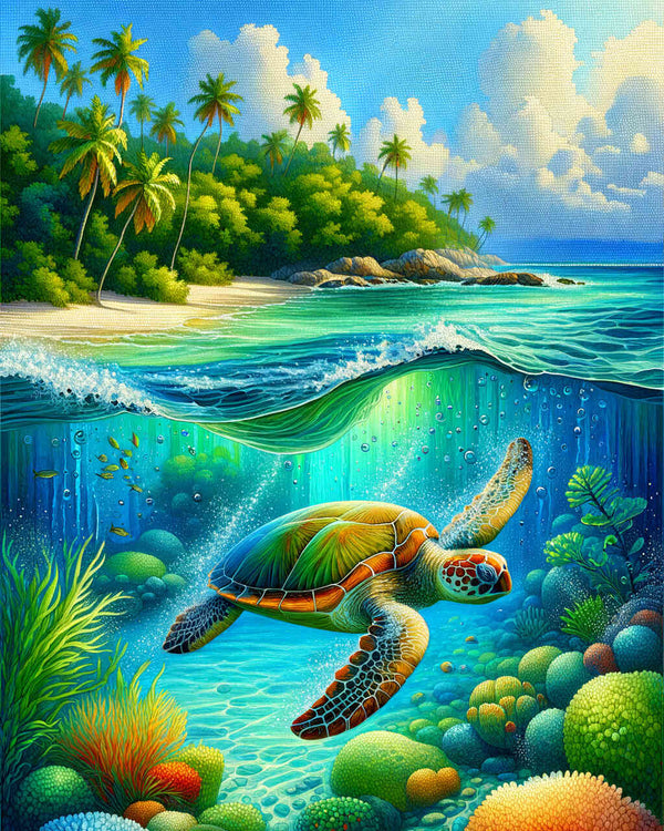 Turtle in the sea - Paint by Numbers