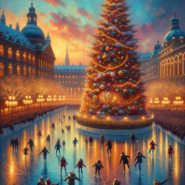 Christmas tree, skating rink - Paint by Numbers