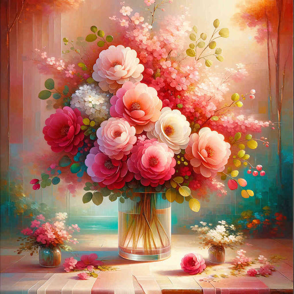 Glass vase with flowers - Paint by Numbers