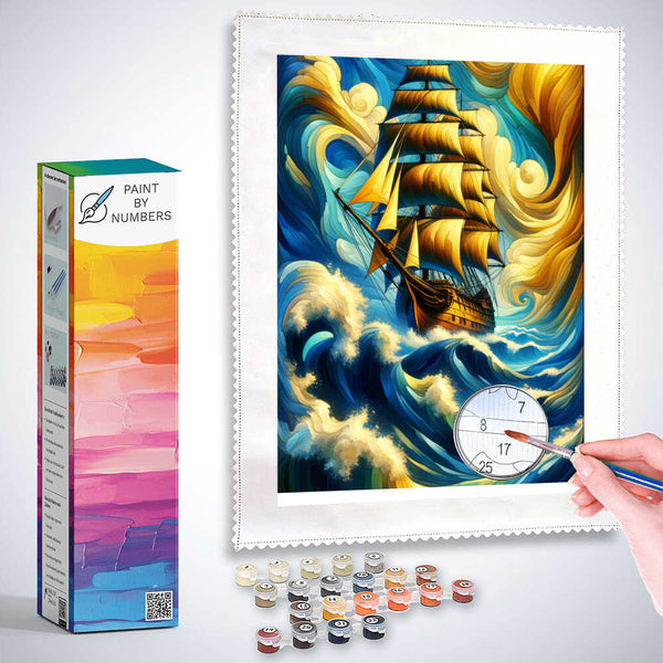 Sailboat, wild sea - Paint by Numbers