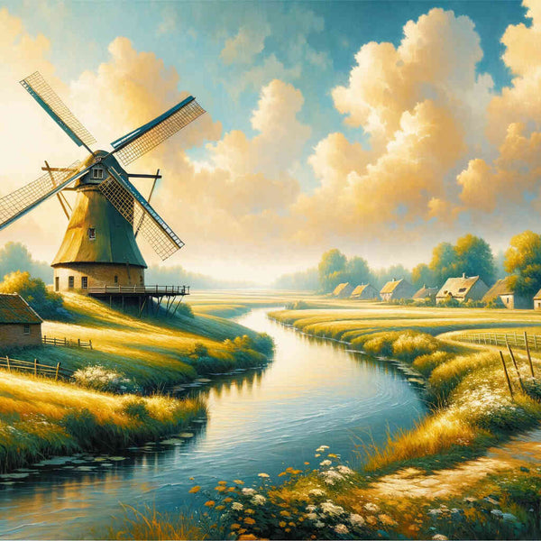 Windmill in the village - Paint by Numbers