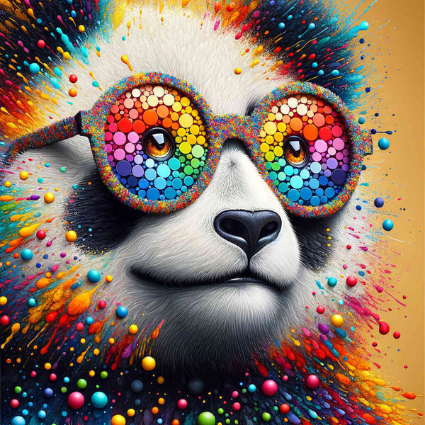 Panda with glasses, colorful - Paint by Numbers