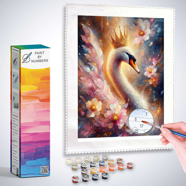 Swan with crown - Paint by Numbers