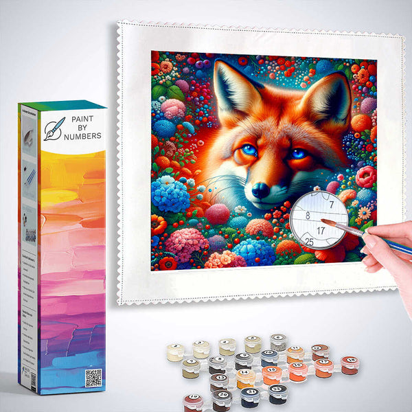 Paint by Numbers - Fox Surrounded by Flowers