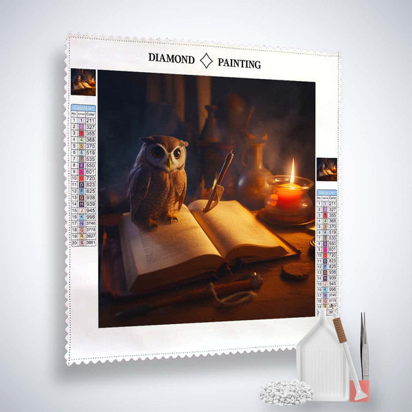 Diamond Painting - Owl Candlelight, Sparkling Paint by Numbers Kit with Professional Canvas and Tools