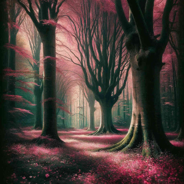 Forest with pink flowers - Paint by Numbers