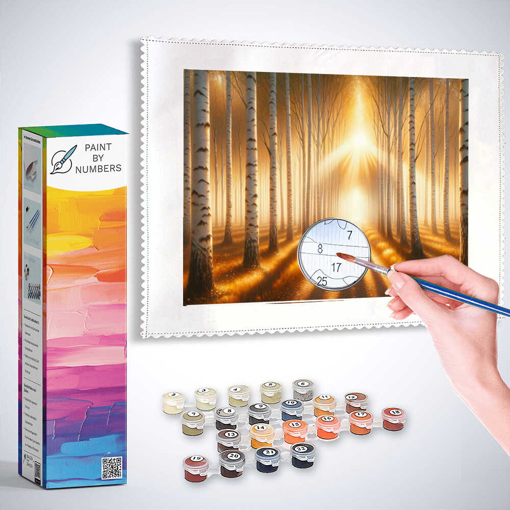 Paint by Numbers - Path in the Birch Forest