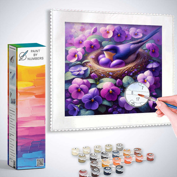 Paint by Numbers - Purple Bird with Flowers