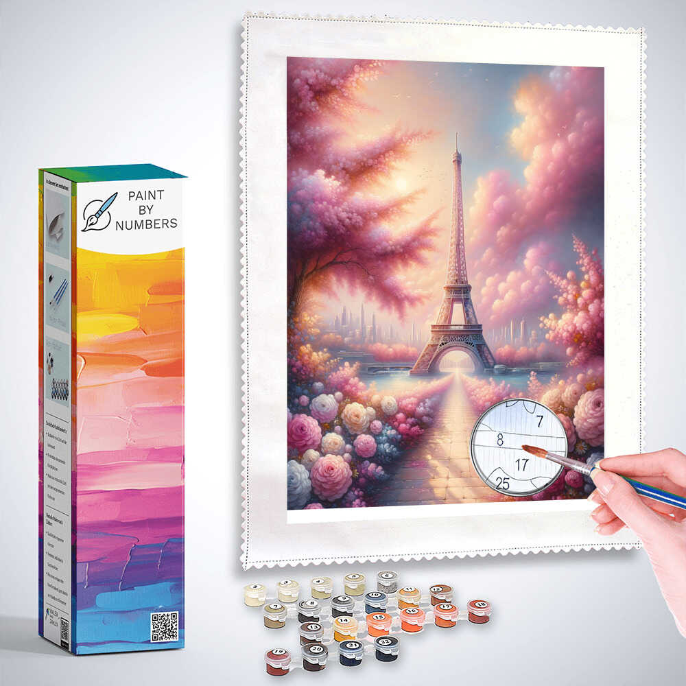 Paint by Numbers - Egg Tower in Rosablutenpracht