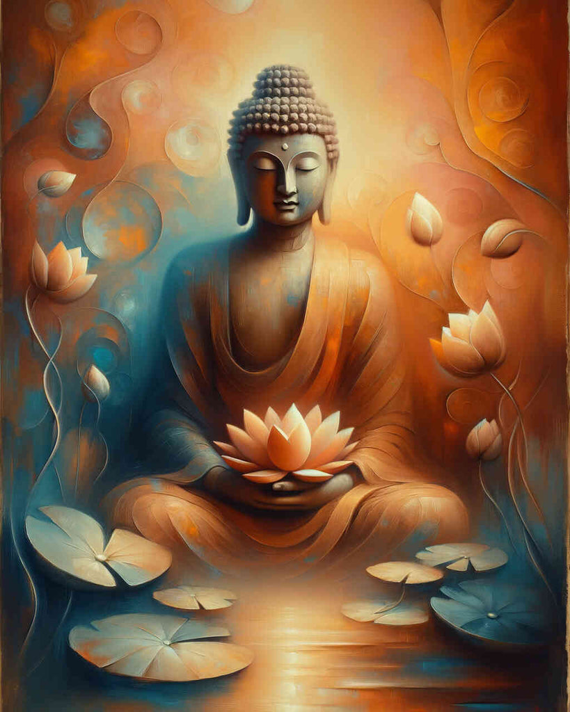 Buddha, lotus flower