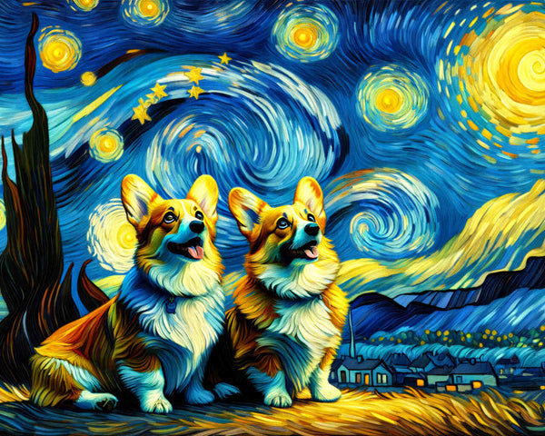 Paint by Numbers - Starry sky, Corgi