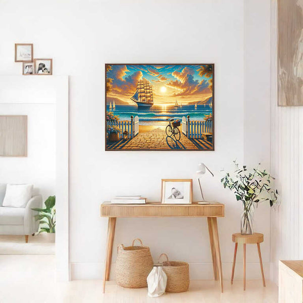 Sailing ship, bicycle - Paint by Numbers