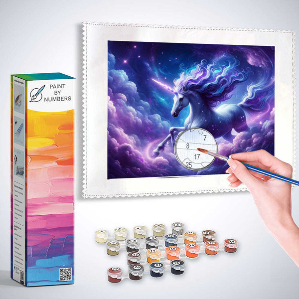 Paint by Numbers - Purple, blue unicorn