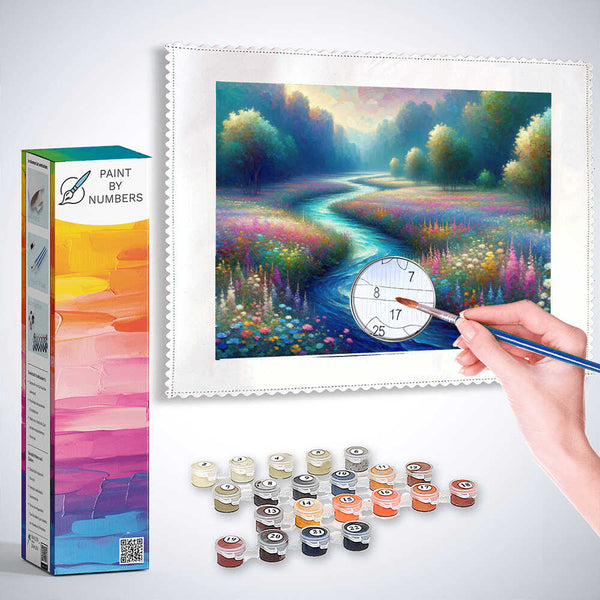 Wild river, flowers - Paint by Numbers