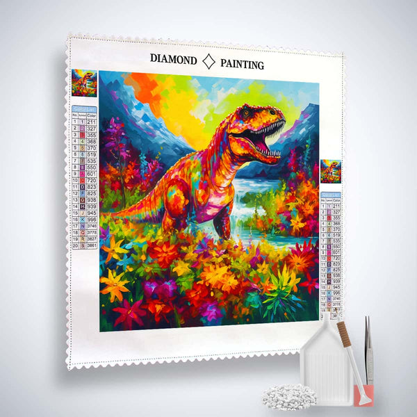 AB Diamond Painting - T-Rex bunt - gedruckt in Ultra-HD - AB Diamond, Dinosaurier, Neu eingetroffen, Quadratisch